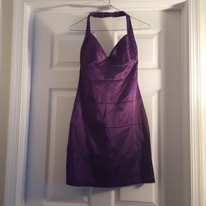 Purple Halter Bandage Cocktail Dress